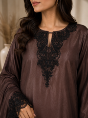 Brown beauty embroded 3 pc